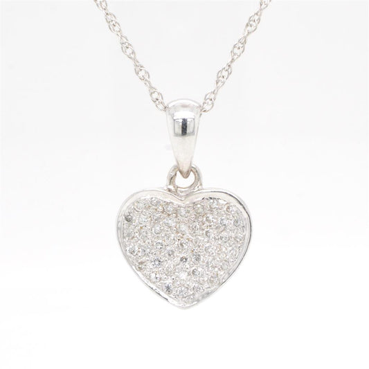18K White Gold Heart Pave Diamond Pendant