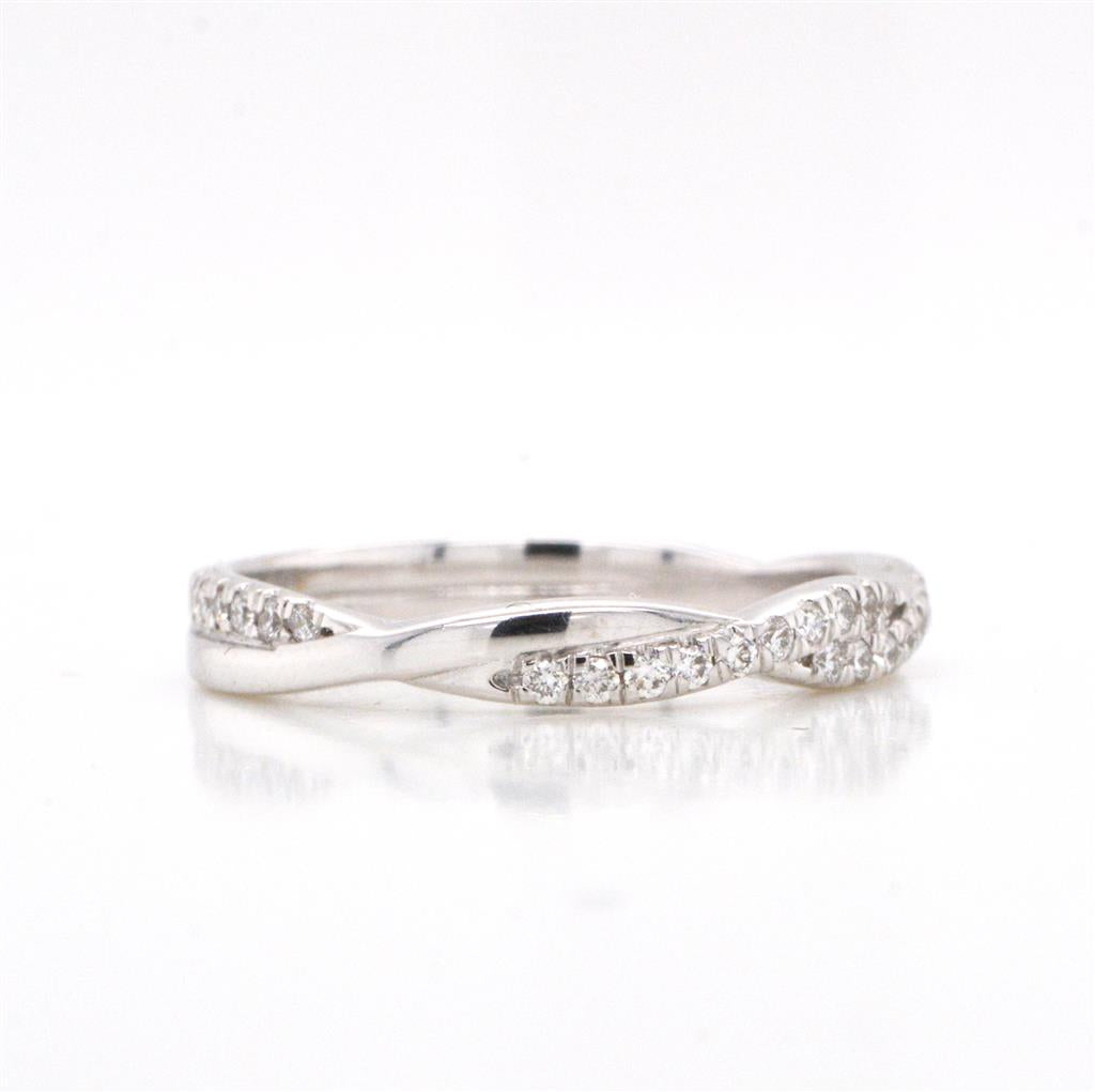 14K White Gold Curved Infinity Diamond Band