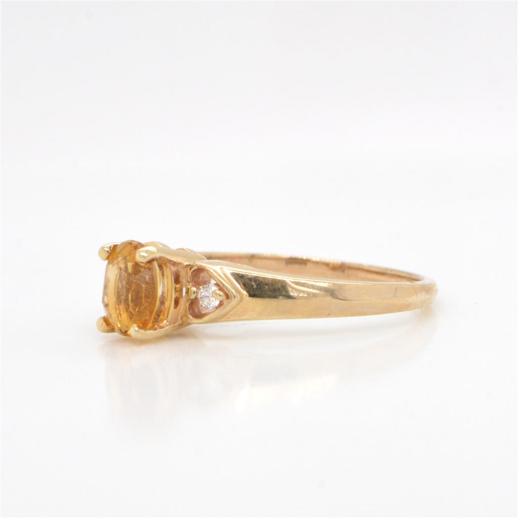 14K Yellow Gold Citrine and Diamond Ring