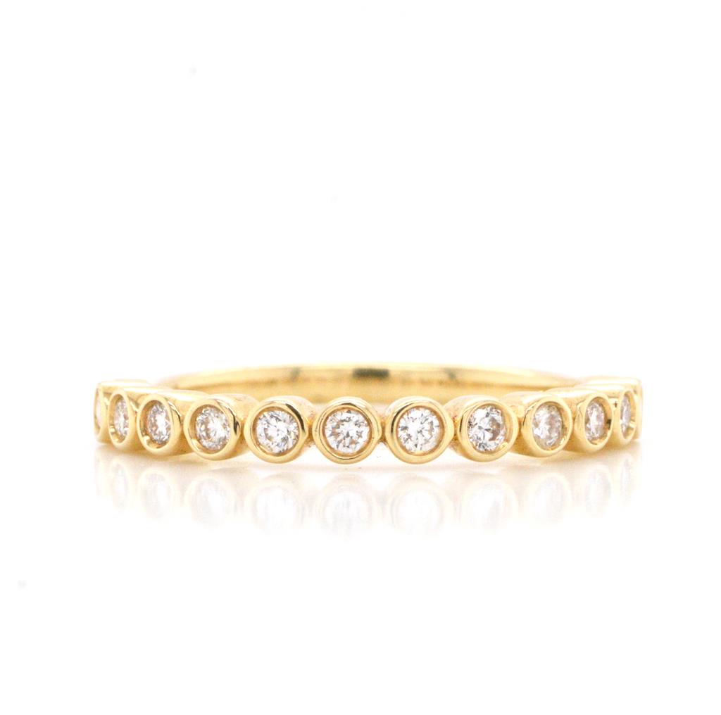 14K Yellow Gold Bezel Set Diamond Band