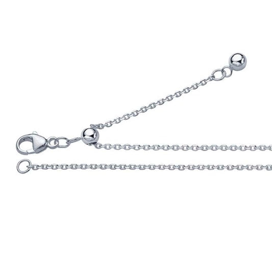 Sterling Silver 1.2mm Beveled Cable Chain Necklace, Adjustable
