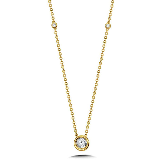 14K Yellow Gold Bezel-Set Diamond Star Solitaire Necklace