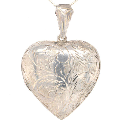 Sterling Silver Puffy Heart Engraved Locket