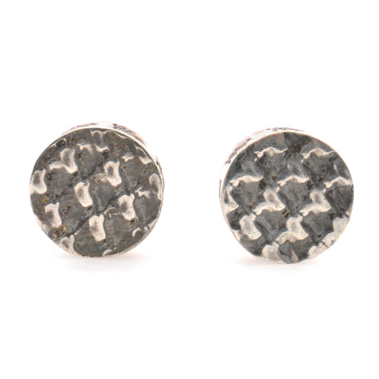 Silver and Copper Patterned Stud Earrings