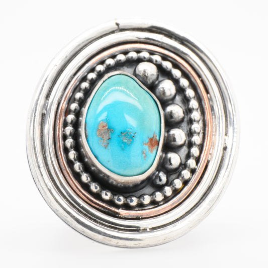 Copper, 925-999 Silver Sleeping Beauty Turquoise Ring