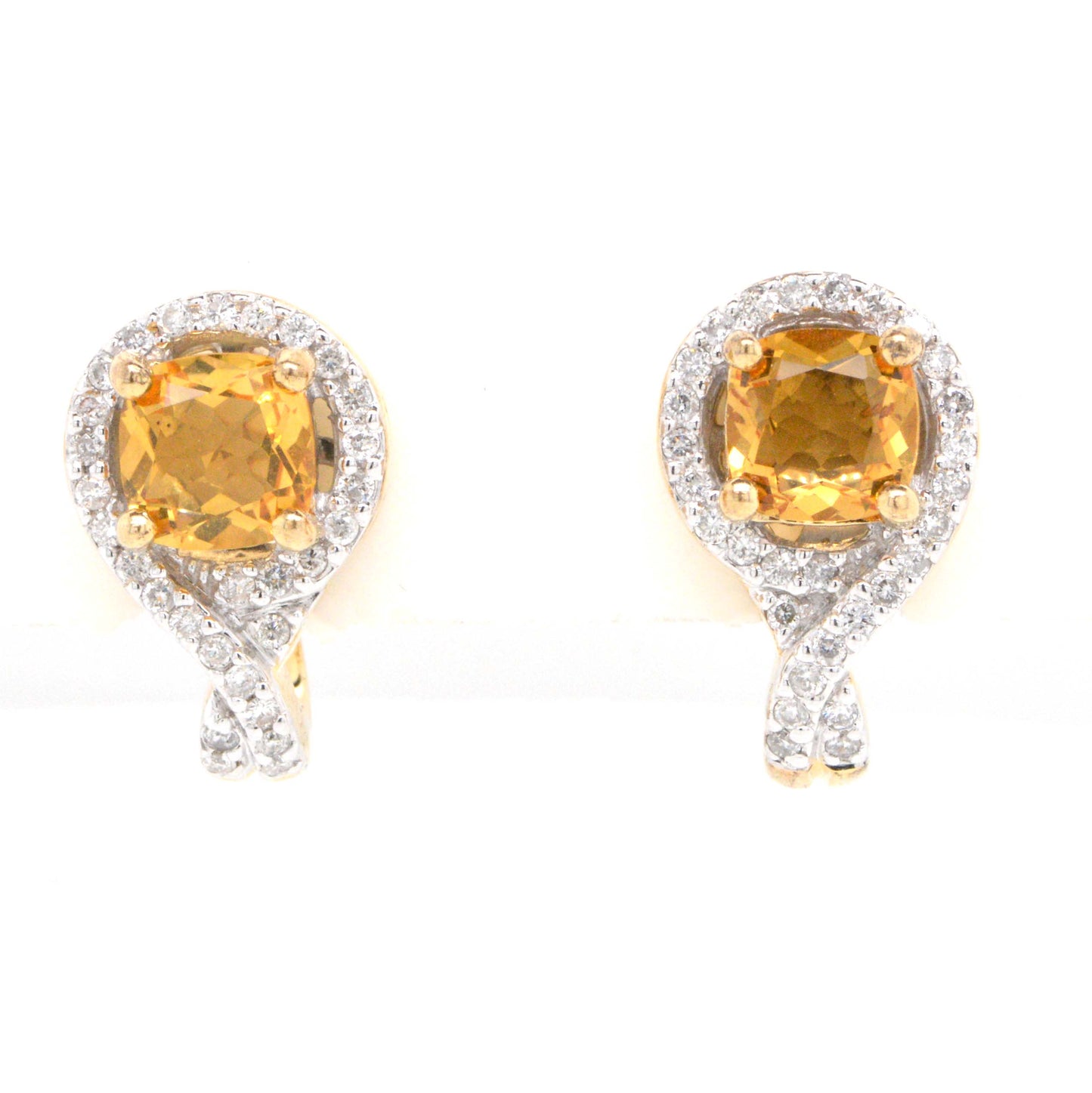 Gold Diamond & Citrine Fancy Stud Earrings
