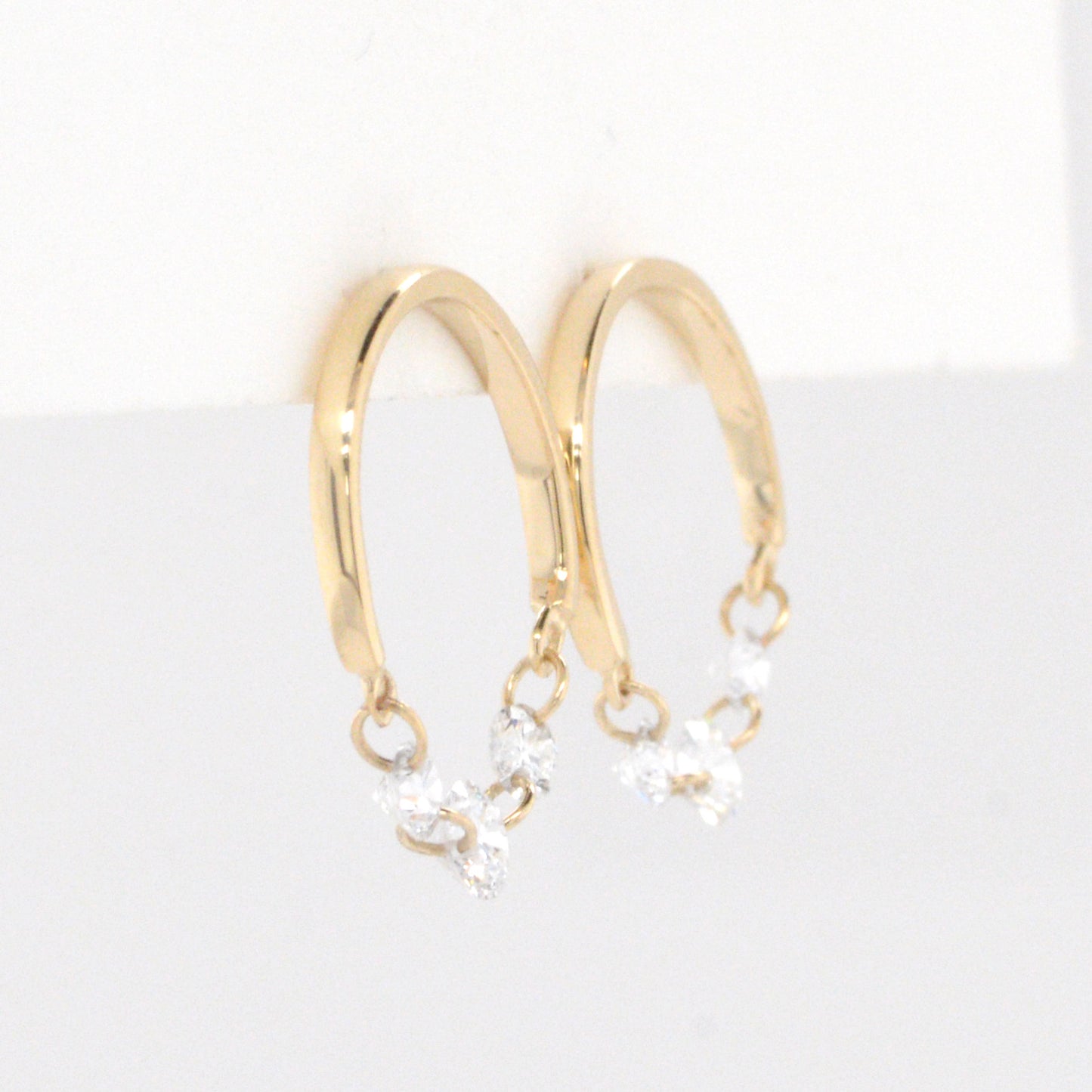 14K Yellow Gold Dashing Diamond Front Round Earrings