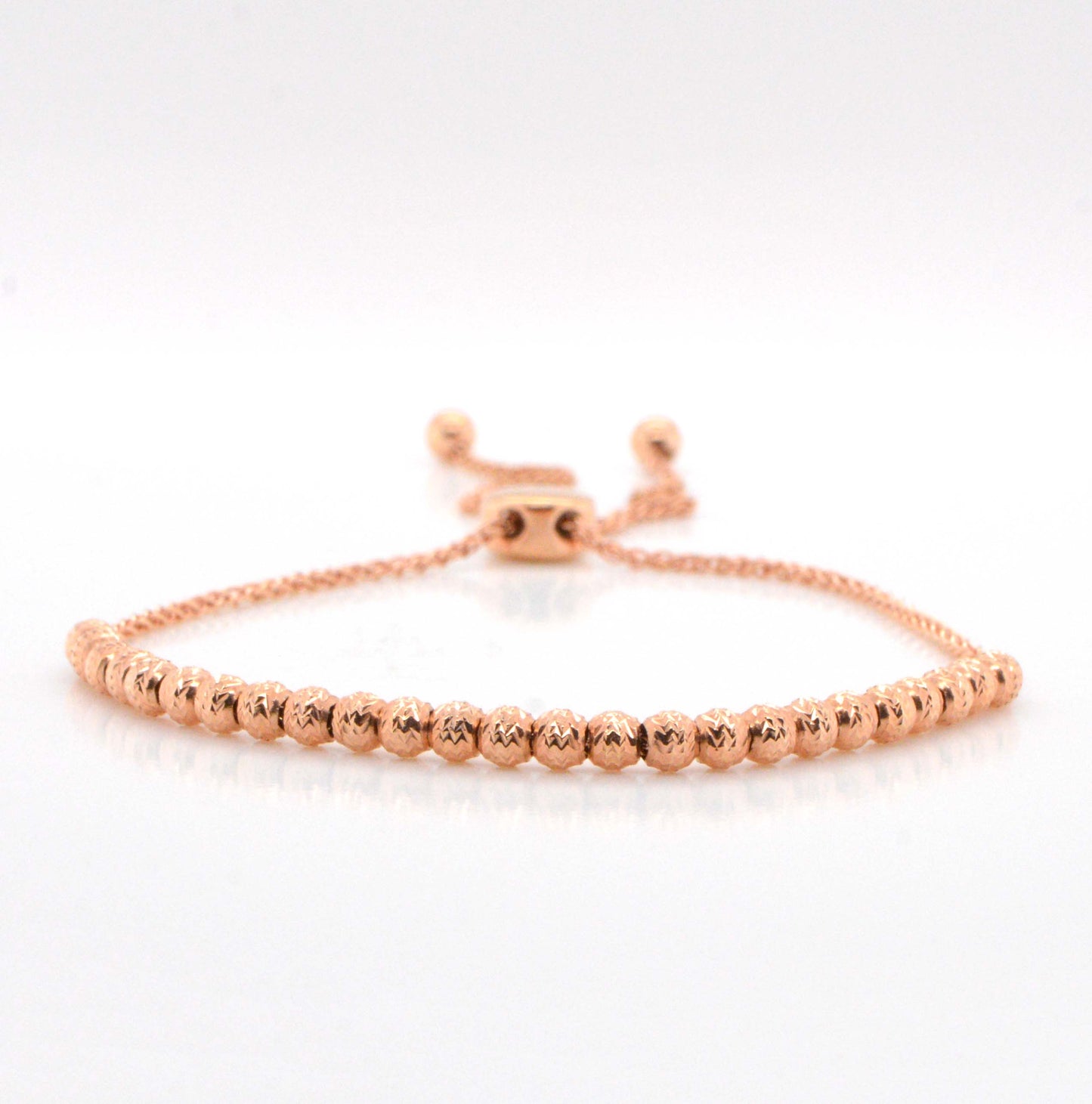 14K Rose Gold Adjustable Bead Bracelet