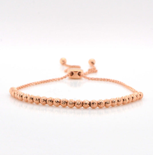 14K Rose Gold Adjustable Bead Bracelet