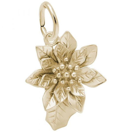 Sterling Silver Gold Plated Poinsettia Charm