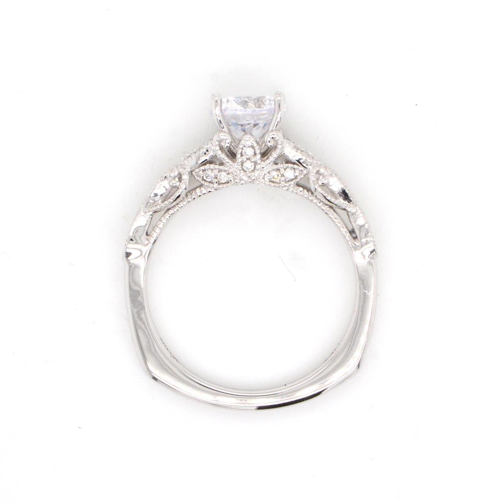 14K White Gold Diamond Filigree Engagement Ring