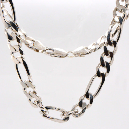Diamond Cut Figaro Chain Link Bracelet