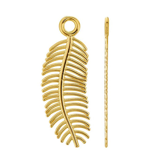 14K Yellow Gold Feather