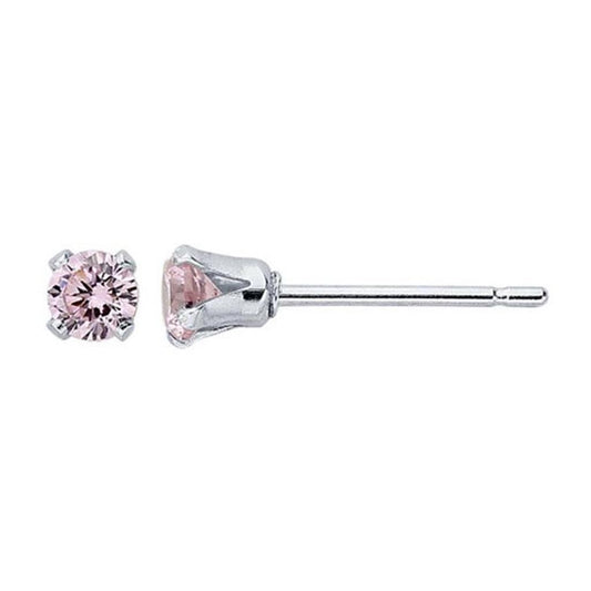 Sterling Silver Earring with Pink Cubic Zirconia