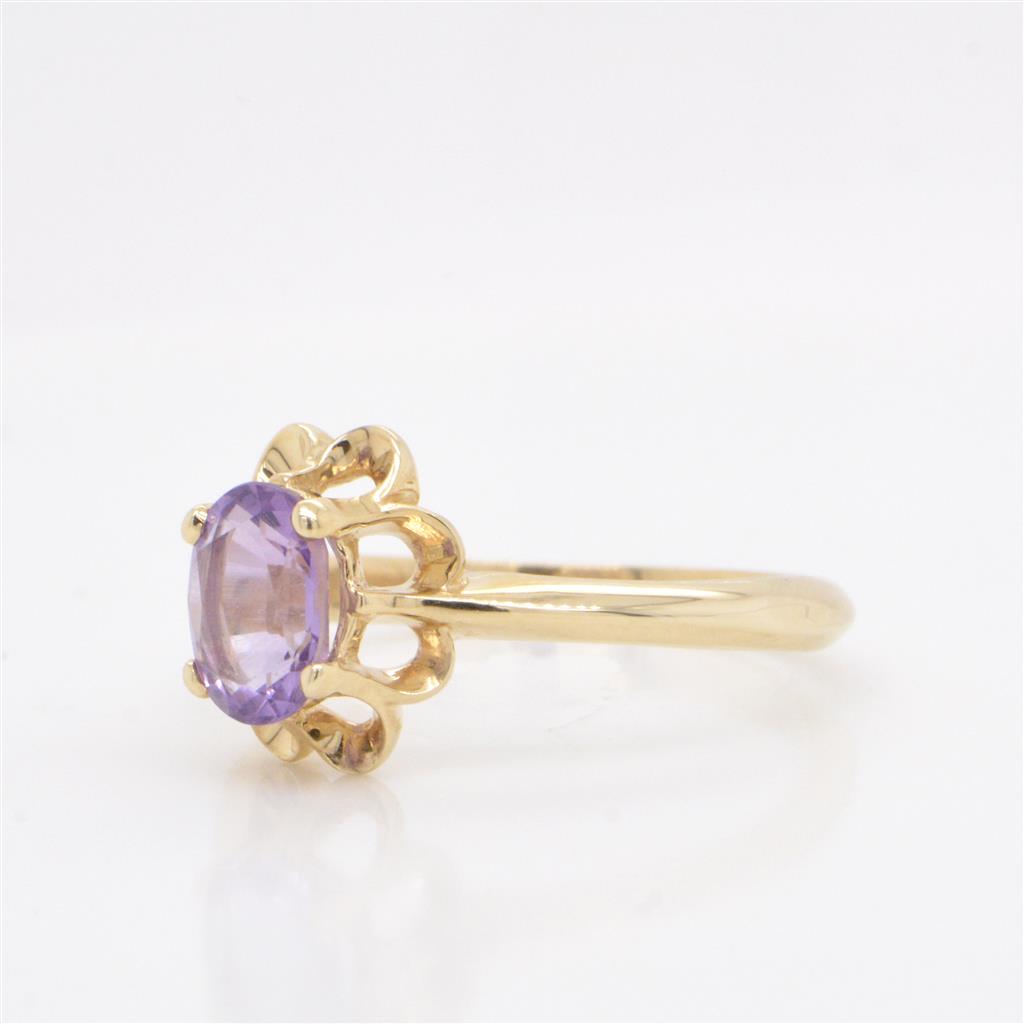 14K Yellow Gold Amethyst Buttercup Ring