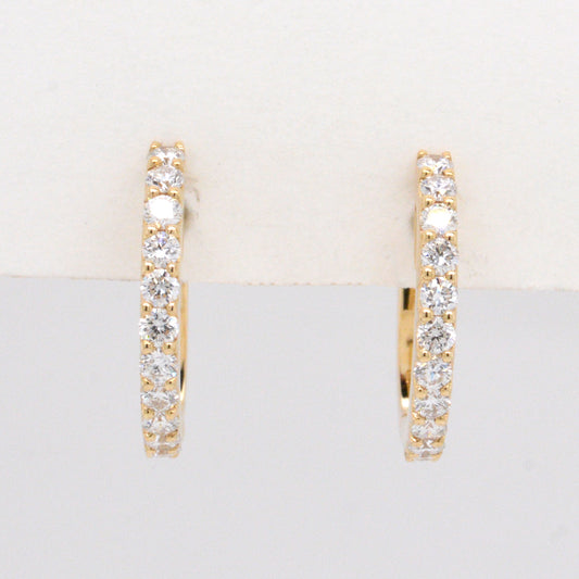 14K Yellow Diamond Huggie Earrings