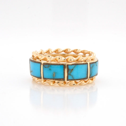 Yellow Gold Ring With Turquoise Inlay