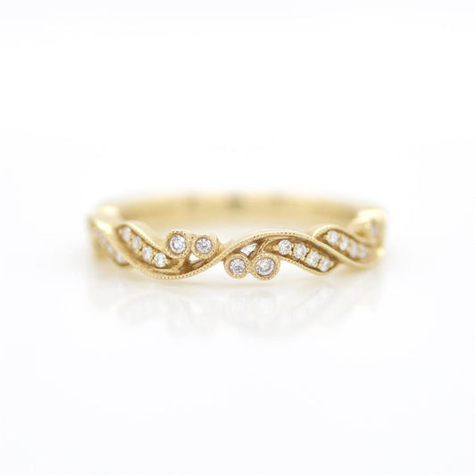 14K Yellow Gold Milgrain Vintage-Style Band