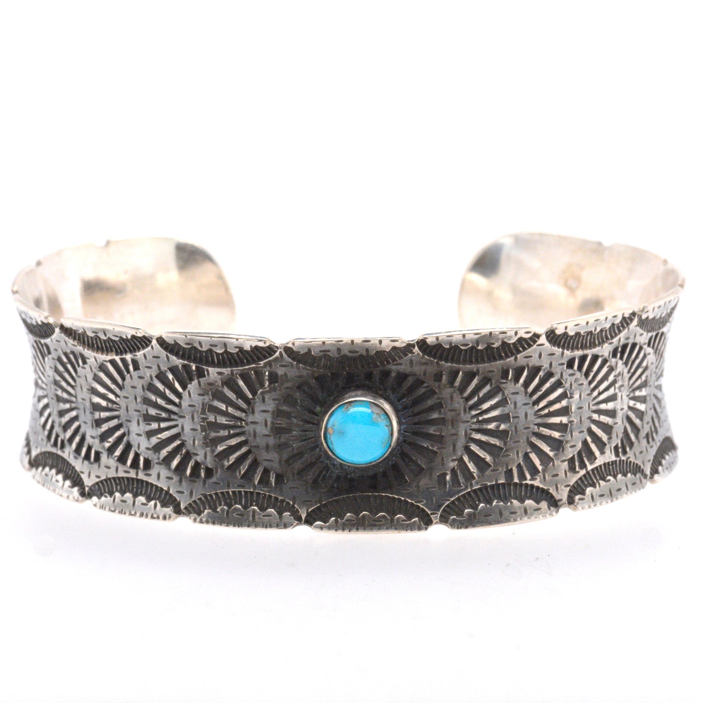 Blue Turquoise Bracelet with Hand Stamped Finish