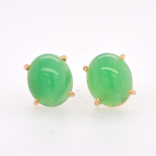 Yellow Gold Jade Stud Earrings