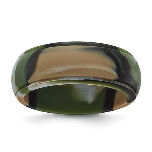 Silicone Green and Brown Camouflage Ridged Edge Band