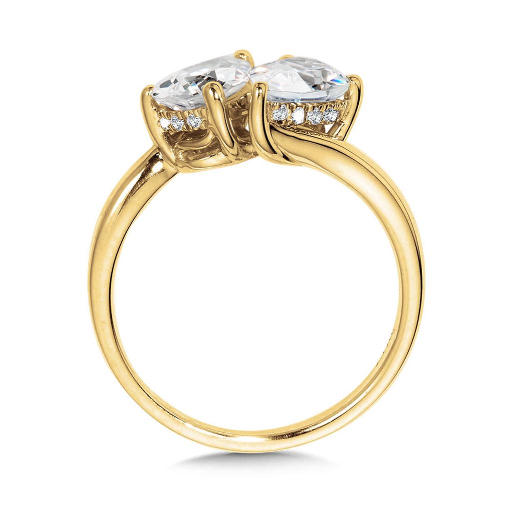 14K Yellow Gold Pear-Cut Double Center & Hidden Halo Diamond Solitaire Engagement Ring
