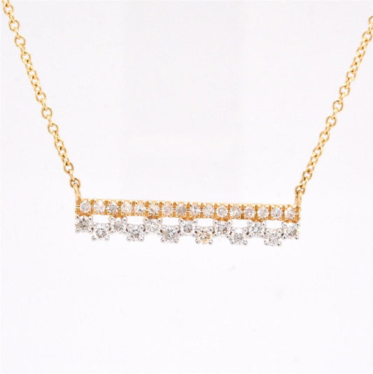 14K Two Tone Fancy Bar Diamond Necklace