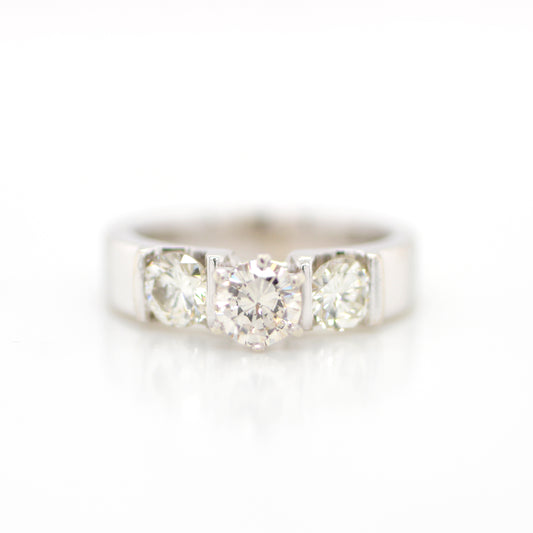 14K White Gold 3-Stone Diamond Ring