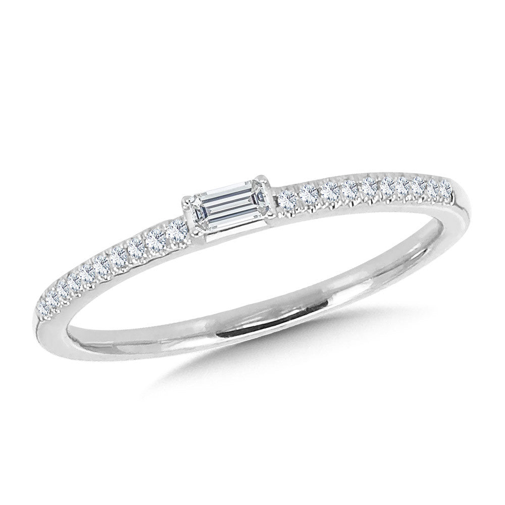 14K White Gold Baguette Diamond Stackable Band