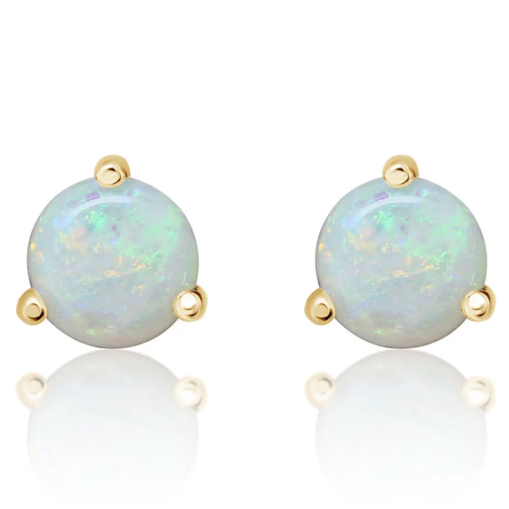 14K Yellow Gold Australian Opal Stud Earrings