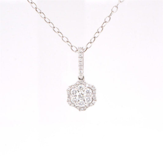 14K White Gold Infinity Diamond Pendant