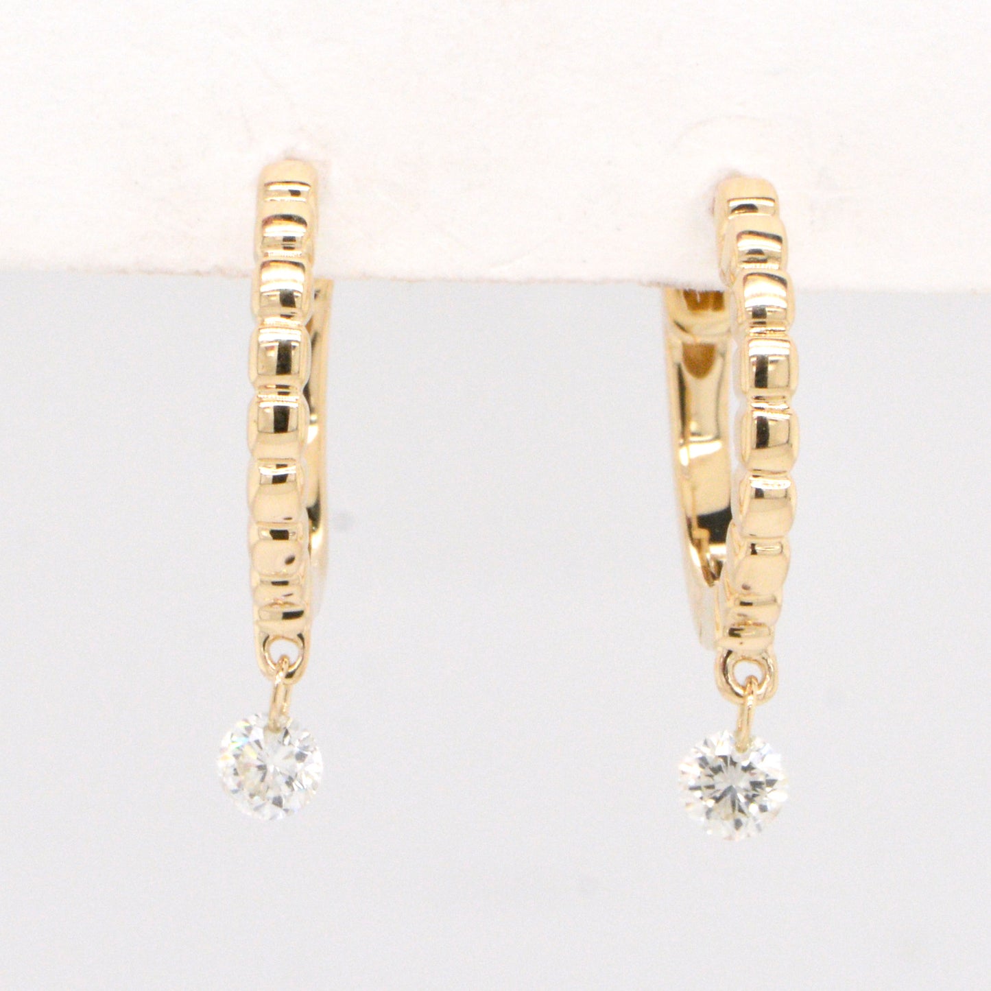 14K Yellow Gold Dancing Diamond Hoop Earrings