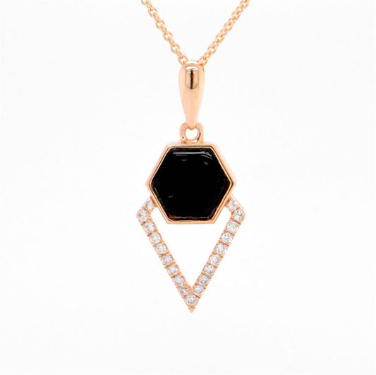 14K Rose Gold Diamond & Onyx Necklace