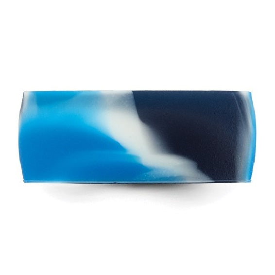 Silicone Blue/White 8.70mm Flat Edge Band