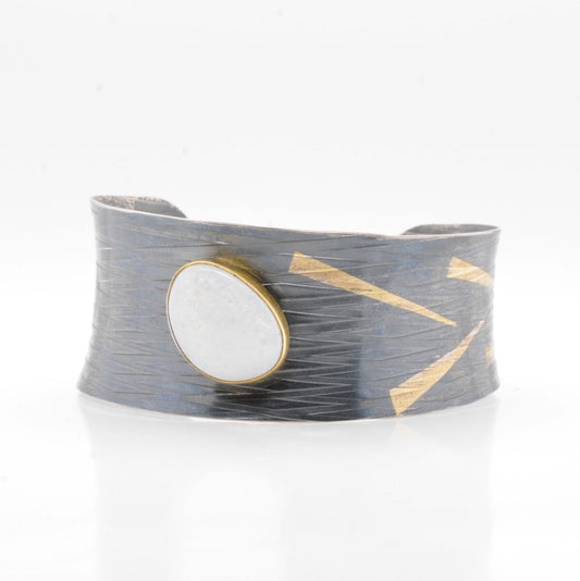 24K Keum-Boo Accent And White Opal Cuff