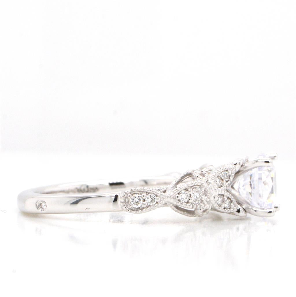 14K White Gold Diamond Filigree Engagement Ring