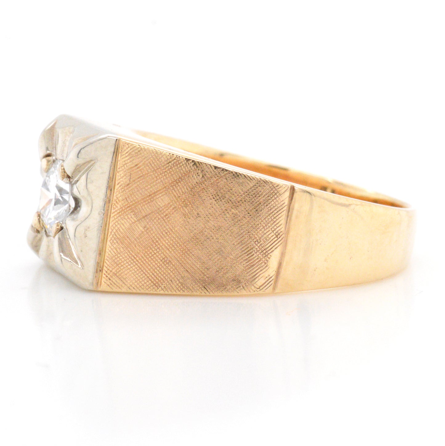 10K Yellow Gold Satin Antique Diamond Ring