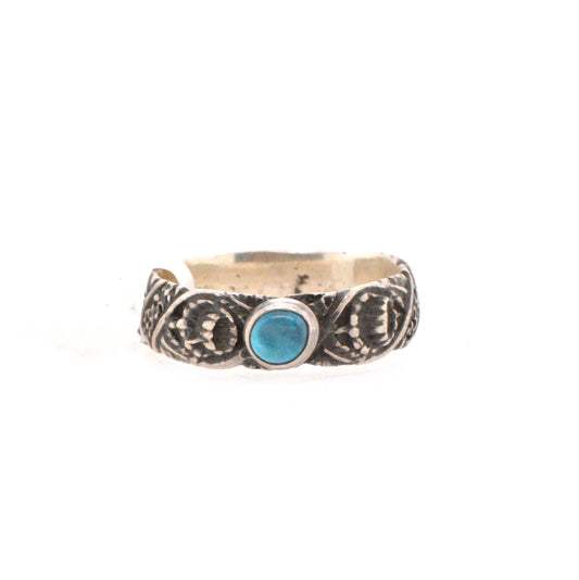 Handmade Silver Ring Accented With Small Bezel Set Turquoise Stone