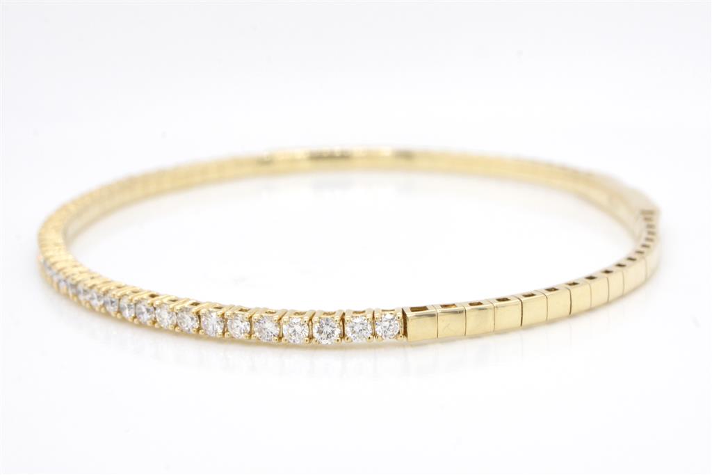 14 Karat Yellow Gold Diamond Flexi Bangle Bracelet