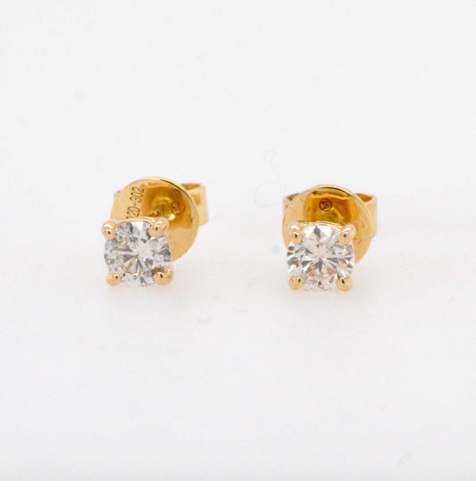 14K Yellow Gold 4 Prong Diamond Stud Earrings