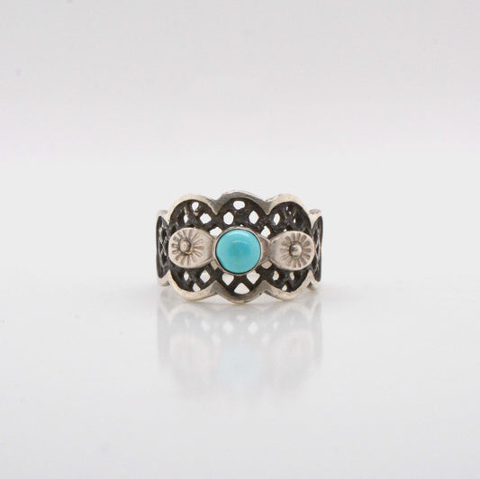 Bezel Set Sleeping Beauty Turquoise with Two-Tone Silver