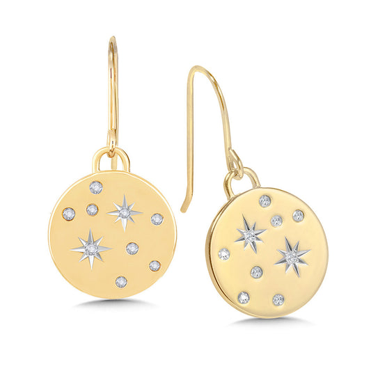 14K Yellow Gold Diamond Constellation Earrings