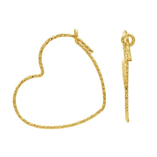 14/20 Yellow Gold-Filled Sparkle Heart Hoop Earring