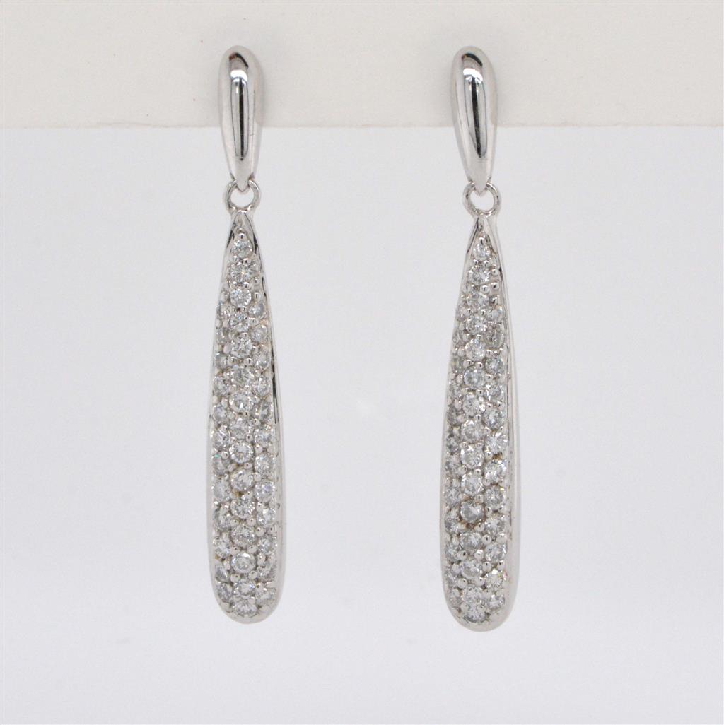 14K White Gold Diamond Drop Earrings