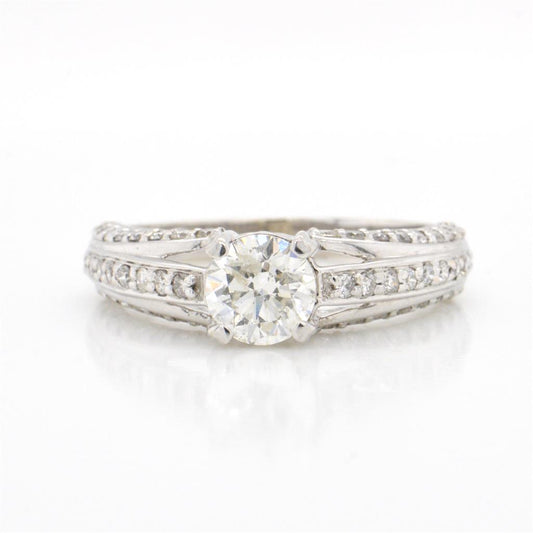 14K White Gold Split Shank Diamond Ring