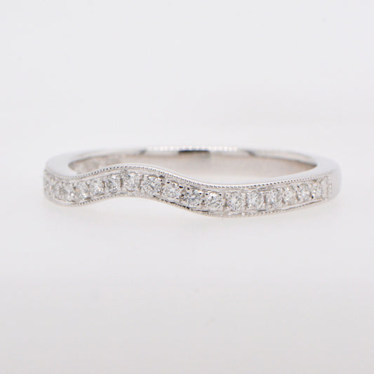14K White Gold Curved Diamond Band