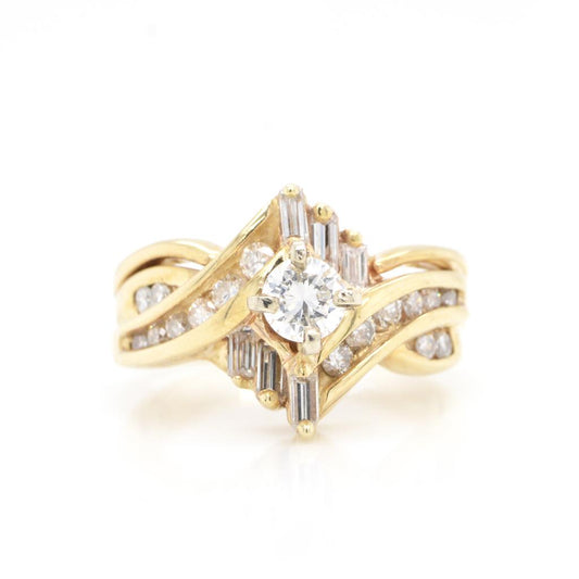 14K Yellow Gold Art Deco Style Diamond Ring
