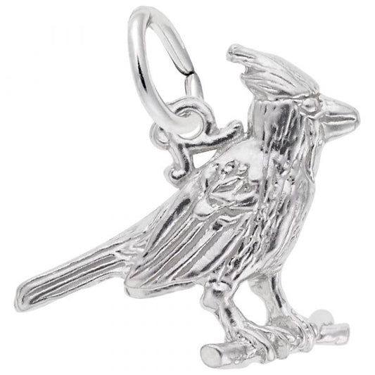 White Sterling Silver Cardinal Charm