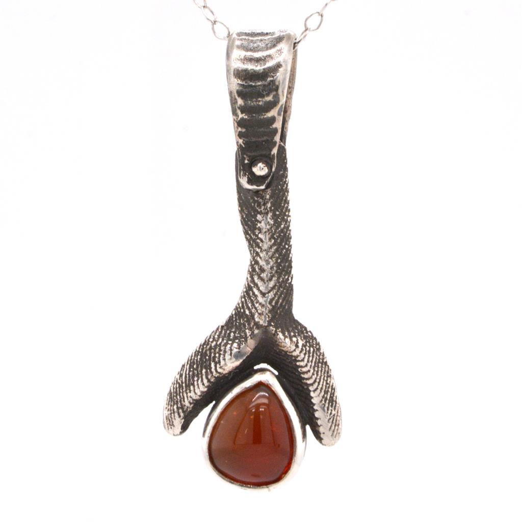 Handmade Carnelian Cuttle Bone Pendant set in Sterling Silver