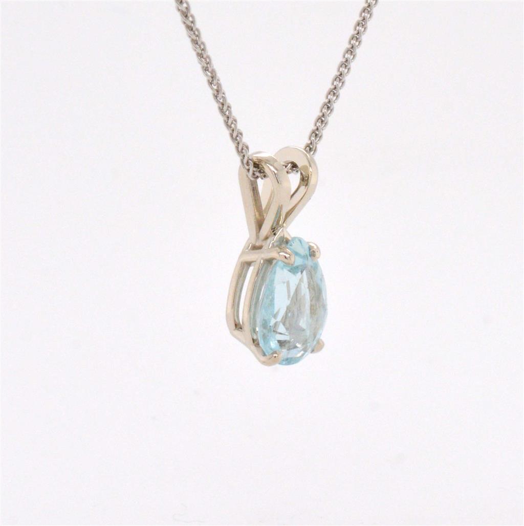 14K White Gold Pear Aquamarine Pendant